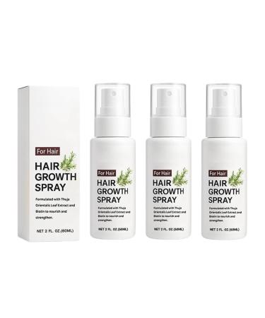Spray de croissance capillaire l'huile de romarin s rum paississant naturel pour cheveux secs et ab m s renforce les racines pr vient la chute des cheveux r duit les frisottis (3pcs)