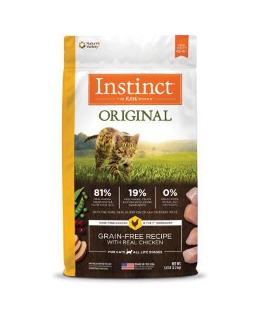 Instinct Grain Free Dry Cat Food, Original Raw Coated Natural High Protein Cat Food Chicken 5 Pound (Pack of 1)