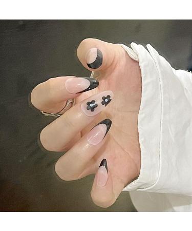 24Pcs/Set Press On Nails Long Fake Nail Patch With Black Plum Blossom Pattern False Nails Acrylic Fake Nails Full Cover Nails Tips Artificial Finger Manicure Press on nails for Women and Girls - Buy Online on GoSupps.com