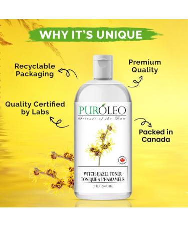 PUROLEO Witch Hazel Toner 16 Fl Oz/473 ML (Packed in Canada) Refresh and Revitalize Your Skin with | Premium Bottle | Luxury Skin Care Toner | Facial Toner for Postpartum & Skincare 473 ml (Pack of 1) - Buy Online on GoSupps.com