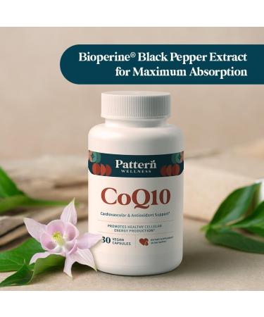 Buy Pattern Wellness CoQ10 200mg Ubiquinone - Vegan Capsules for Heart & Energy Support - Non-GMO - Fast International Shipping - Buy Online on GoSupps.com