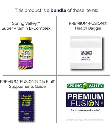 PREMIUM-FUSION Super Vitamin B-Complex 100 Tablets with Vitamin Pouch and Supplement Guide - Buy Online on GoSupps.com