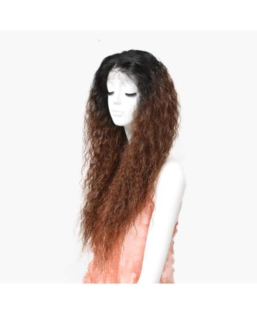SHIYID Synthetic Lace Front Wig With Hair Brown Afro Kinky Curly Wigs For Black Women