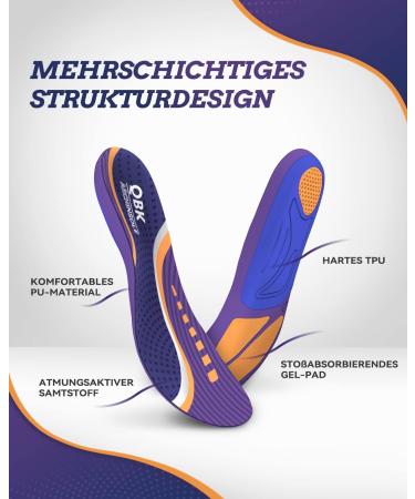 QBK Achilles Tendonitis Relief Insoles for Work Shoes - Comfort for Flat Feet O-Legs & Hallux Valgus | Anti-Slip Damping Design | Sizes Men 42-44 - Buy Online on GoSupps.com