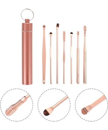 Healifty 7 Pcs Stainless Steel Ear Spoons Kit - Portable Ear Curette Set - Rose Golden - 11.5X3cm - Buy Online on GoSupps.com