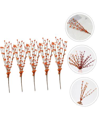 5pcs Artificial Berry Branch Christmas Ornaments Christmas Decoration Christmas Garland Berry Artificial Tree Picks Holly Berry Sprigs Plants Decor Plastic Small Fruit Halloween Orange 30x5cm - Buy Online on GoSupps.com