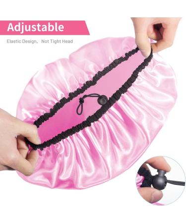 Auban Adjustable Reusable Extra Large Shower Cap - Waterproof Bathing Cap for Women - 3 Colors (Pink, Rose Red, Black) - Buy Online on GoSupps.com