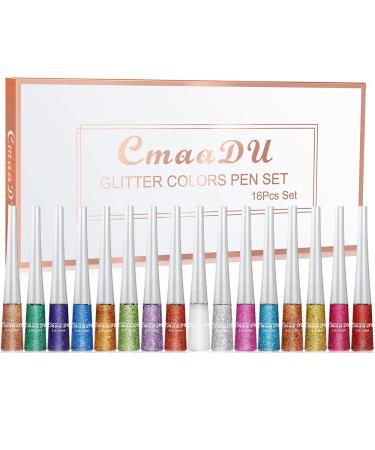 Bonnie Choice 16 Colors Liquid Glitter Eyeliner Set - Metallic Shimmer Eyeshadow in White, Silver, Rose Gold, Pink - Glitter Makeup for Colorful Eye Looks - Buy Online on GoSupps.com