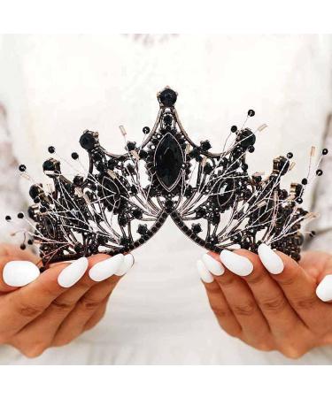 Kilshye Baroque Black Crown Rhinestone Queen Bridal Tiara for Women - A-Black - Buy Online on GoSupps.com