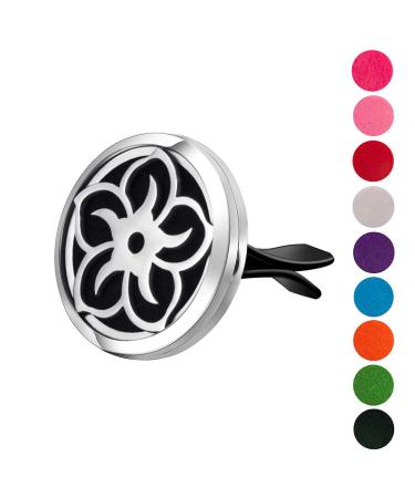 Lotus Flower Aromatherapy Car Air Freshener - Essential Oil Diffuser with Vent Clip & 8 Color Refill Pads - Ideal for International Shipping - Buy Online on GoSupps.com