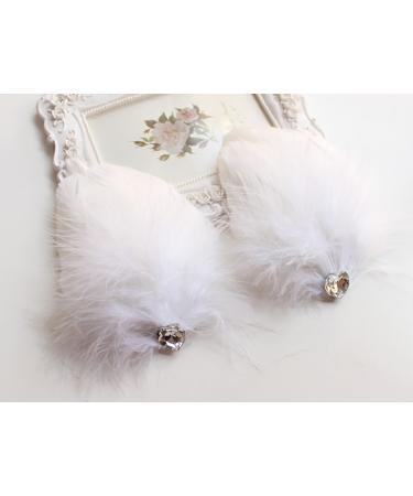 2PCS Girls Heart-shaped Feather Hair Clips - White Wedding Hair Accessories - Buy Online on GoSupps.com