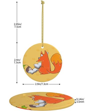 YYHHAOFA Sunflower Seeds and Foxes Prints Christmas Ceramic Round Pendant Decoration - Festive Hanging Ornament for Stores and Homes -2.9 in - Buy Online on GoSupps.com