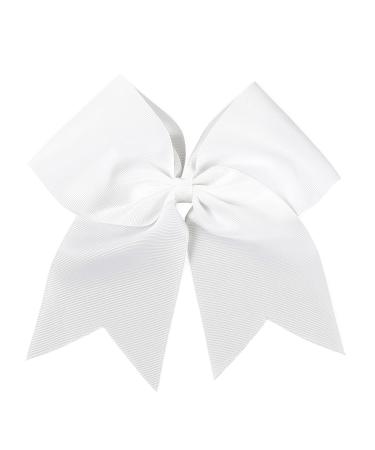 AMYDECOR 7 Inch Jumbo Solid Color Bows with Alligator Hair Clips For Girls and Women (White)