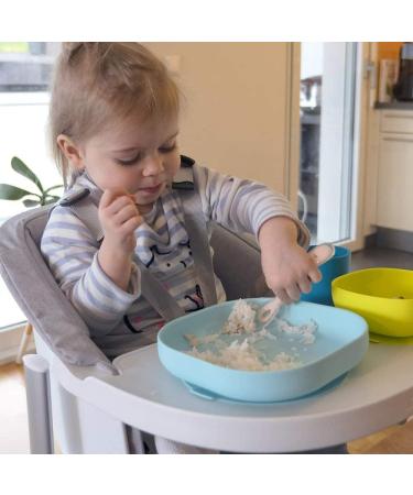 Baba Silicone Feeding Meal Set - 4 Piece Set with Plate, Bowl, Cup, and Spoon - Strong Suction Pad - Blue Color - For Babies and Children - Buy Online on GoSupps.com