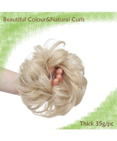 Bleach Blond & Bleach White Messy Curly Hair Bun Extension for Women - 35g Synthetic Scrunchie Updo Hairpiece - Buy Online on GoSupps.com