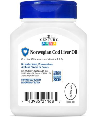 21st Century Norwegian Cod Liver Oil 400 mg 110 Softgels - Buy Online on GoSupps.com