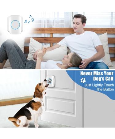 Wireless Dog Doorbell & Buzzer - Waterproof 300m Range 60 Ringtones Adjustable Volume - Smart LED Flash - 1 Transmitter + 1 Receiver - Buy Online on GoSupps.com