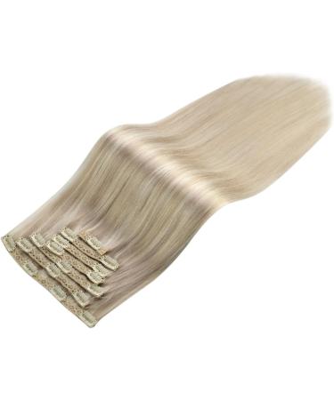 Moresoo 20 Inch Blonde Clip in Hair Extensions - Ash Blonde with Platinum Blonde Highlights - 100% Real Human Hair - 7 Pieces/120g #P18/613 - Buy Online on GoSupps.com