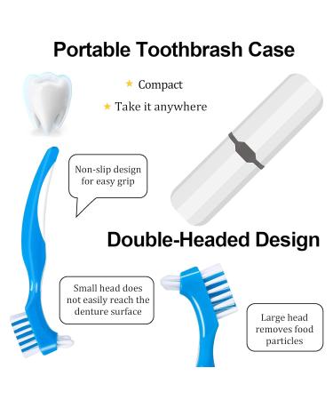 Denture Brush Kit - 2 Cases 2 Brushes & Portable Storage | Ideal for Travel - Pink & Purple - Buy Online on GoSupps.com