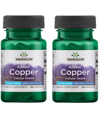 Swanson Albion Chelated Copper 2 Milligrams 60 Capsules (2 Pack)