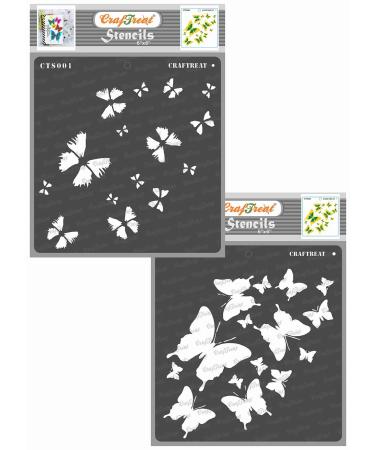 CrafTreat Layered Butterfly Stencils for Painting on Wood  Paper  Fabric  Floor  Wall and Tile - 2 Step Butterfly - 2 Pcs - Size: 6x6 Inches Each - Reusable DIY Art and Craft Stencils for Home Decor 2 Step Butterfly 6X6...