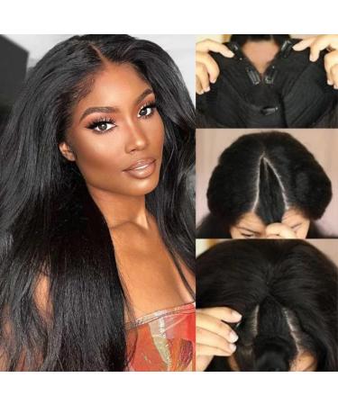Nadula 10A Brazilian Kinky Straight V Part Human Hair Wig | Glueless Beginner Friendly U Part Wig | 150% Density 16 Inch Natural Color - Buy Online on GoSupps.com