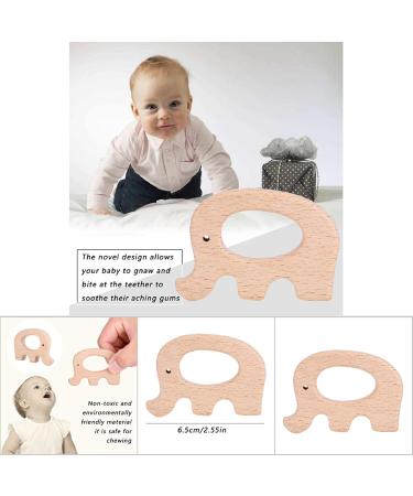 Tnfeeon Elephant Wooden Teething Ring - 5 Eco-Friendly Baby Bite Toys for Pain Relief | DIY Natural Wood Accessories for Toddlers - Buy Online on GoSupps.com