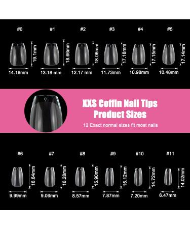 Hrcprd XXS Coffin Soft Gel Full Cover Nail Tips - 600PCS Pre-buff Half Matte False Nails for Extensions & DIY Nail Art - Buy Online on GoSupps.com