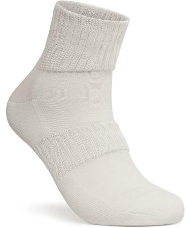 TSLA Diabetic Crew Socks 3 Pairs - Men & Women, Loose Fit, Non-Binding, Breathable Cotton - Beige/Medium - Buy Online on GoSupps.com