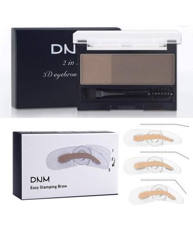 DNM Adjustable Perfect Eyebrow Stamp Waterproof and 3D Eyebrow Powder Set with Eyebrow Brush ,Eye Brow Stamp Kit Eyebrow Stamper Set Waterproof Instant Eyebrow Stamp(Light Coffee+Dark Coffee)