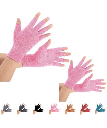 2 pairs arthritis gloves support for compression gloves and warmth for hands finger joint relief of pain in rheumatoids osteoarthritis RSI carpal tunnel (m pink) m pink pink - Buy Online on GoSupps.com