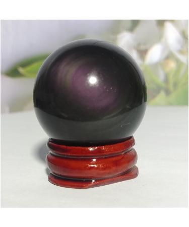Natural Sphere Rainbow Cat Eye Black Obsidian Crystal Ball Natural Quartz Gemstone Gift Stone Home Decoration 1pc (Color : 65-75g) - Buy Online on GoSupps.com
