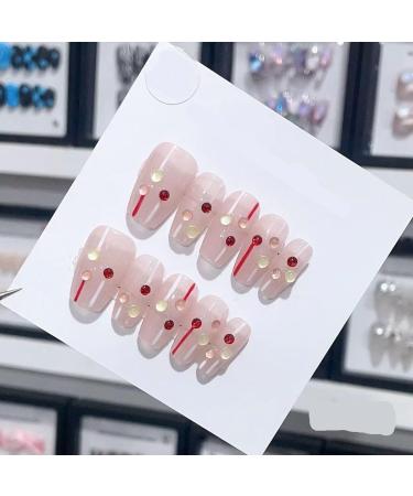 Handmade Long and Short Nail Patches for Artificial Nail Enhancement(Color:19575 Size:L)