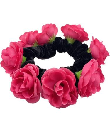 amangul Large Artificial Flower Scrunchies for Women Elastic Hair Scrunchy Bobbles Ponytail Holder Fashion French Style Hairband(Rose Red) - Buy Online on GoSupps.com