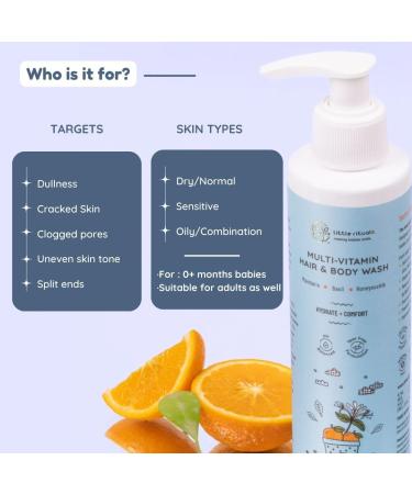 Little Rituals Baby Multi-Vitamin Body & Hair Wash - Tear-Free pH 5.5 Organic & Natural Ingredients with Honeysuckle Basil Mandarin - 200ml - Buy Online on GoSupps.com
