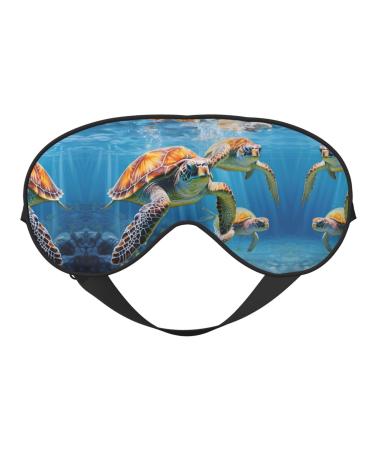 SSIMOO Sea Turtles Print Ultra-Soft Light-Blocking Eye Mask for Optimal Comfort and Restful Sleep Black