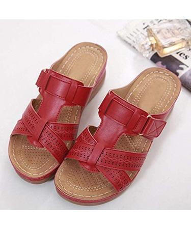 Women's Boho Flower Pattern Sandals - Wide Fit Wedge Flip-Flops for Summer & Casual Holidays | Comfortable Flat Shoes 4-40 EU - Buy Online on GoSupps.com