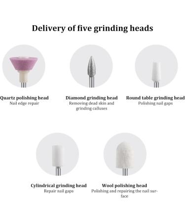 Electric Nail File with 5 Replaceable Head 20000rpm 4 Speeds 500mAh Micro USB Portable Low Noise Manicure Pedicure Polishing Grinding Peeling Nail Drill for Fingernail Toenail - Buy Online on GoSupps.com