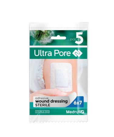 Medrull sterile wound patch 6x7cm ultra pore pavement sensitive sterile wound association - strong adhesive power - protects in cuts & scratches - individually packaged 5 pieces 6x7 cm (5 pack)