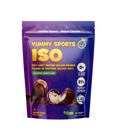 Yummy Sports Whey Protein Powder Isolate - 27g Protein Per Serving - Grass Fed Fast Absorbing Protein - Vegan Zero Sugar Keto Friendly Protein Supplement - 30 Servings 2 LBS - Creamy Eggs