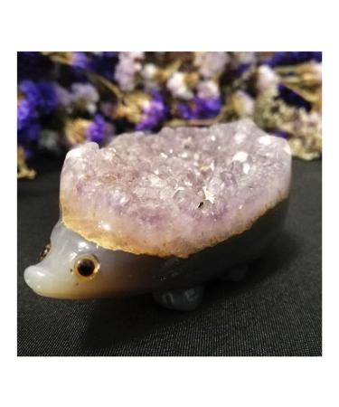 Natural Amethyst Hand Carved Gemstones Animals Cluster geode Quartz Crystals Hedgehog Minerals Home Decor Gift Home Collections (Color : Amethyst Size : 140g) 140g Amethyst