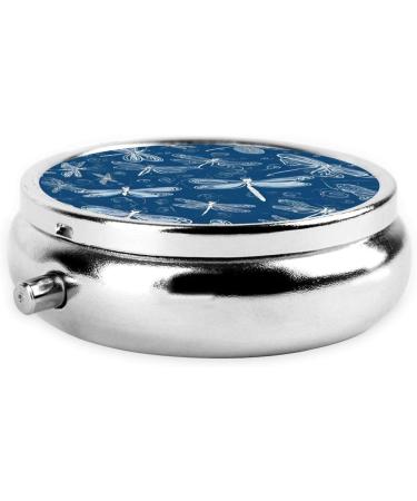 Blue Dragonfly Mini Round Pill Box - 3 Compartment Portable Organizer for Travel Home & Office - Buy Online on GoSupps.com