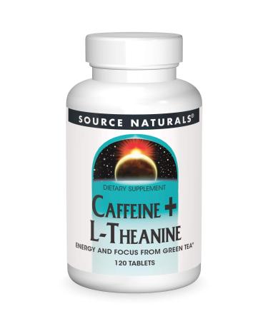 Source Naturals Caffeine + L-Theanine Energy and Focus Support from Green Tea* - 120 Tablets 120 Count (Pack of 1)