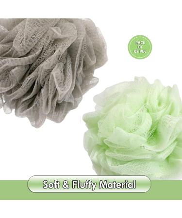 Valby Loofah Exfoliating Bath Sponge Shower Puff Body Poufs Shower Sponge Shower Scrunchie Set of 2 Body Scrubbers (Grey/Mint) - Buy Online on GoSupps.com