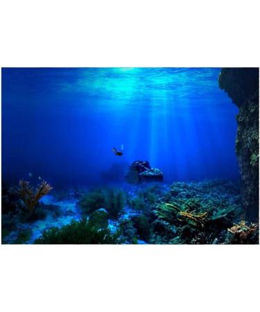 EVAYangSG Underwater World Aquarium Background Decoration Poster Aquarium Background Sticker Aquarium Aquarium Aquarium Poster Decoration Picture Supplies 61 * 30cm (blue)