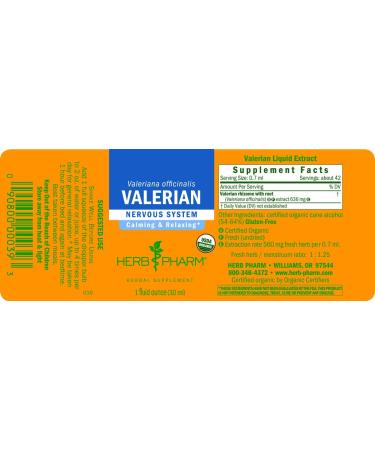 Herb Pharm Valerian Extract 1 fl oz - Natural Sleep Aid & Relaxation - Buy Online on GoSupps.com