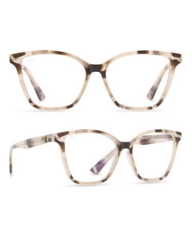 DIFF Reading glasses blue light blocking Lightweight Oversized Readers Leah Eyewear for Women Cream Tortoise 2.0 x