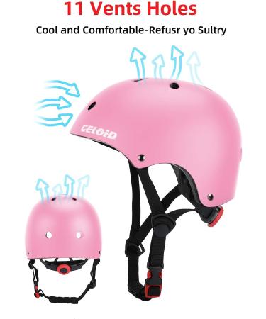 Kids Helmet Pad Set | Adjustable Skateboard Bike Helmet & Protective Gear for Girls Boys | Suitable for 5-8 years | Pink | M(20.5-22 inches) - Buy Online on GoSupps.com
