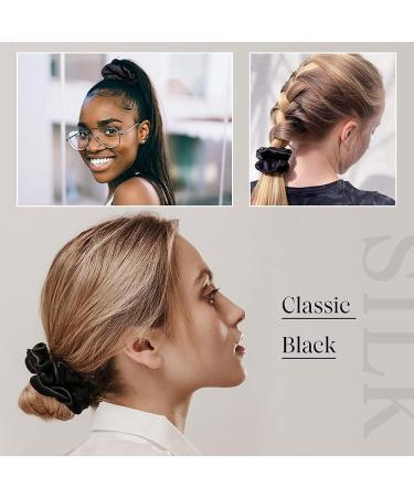 Skinny Hair Scrunchies Satin Elastic Soft Hair Ties Scrunchy Hair Bands Ponytail Girls Luxurious Scrunchie Set Silk Hair Scrunchies for Frizz Prevention (black +Creamy-White +Champagne + Bronze) - Buy Online on GoSupps.com