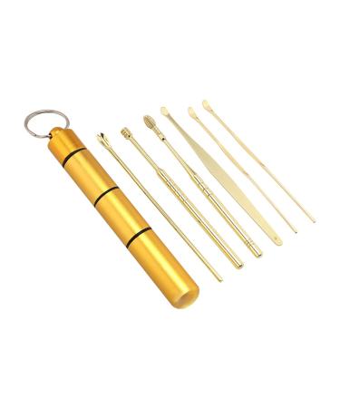 Innovative Spring EarWax Cleaner Tool Set Earwax Removal Kit Ear Wax Removal 6-in-1 Ear Pick Tools Reusable Ear Cleaner Baby Ear Drops for Wax (Gold One Size) One Size Gold